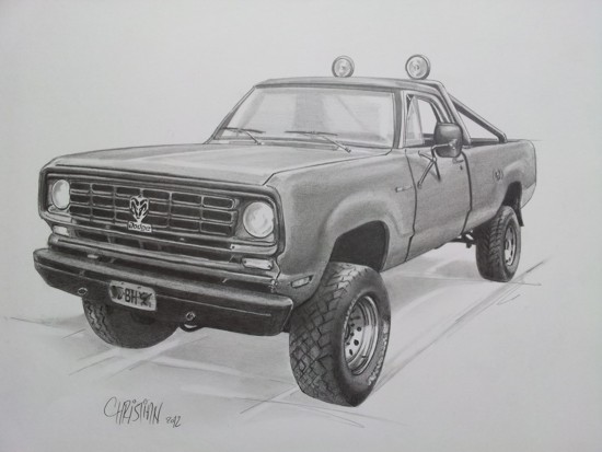 Dodge W200 portret-je.nl tekening